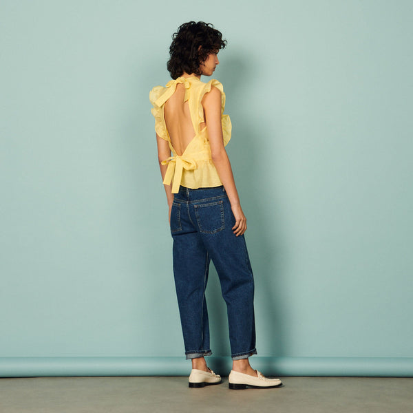 Sandro | Blusa avolantada, abertura en espalda para mujer. 