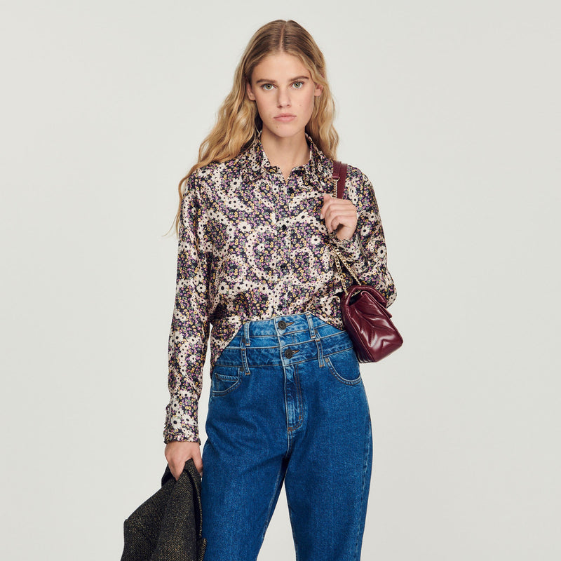 Sandro | Camisa de seda con estampado floral para mujer.