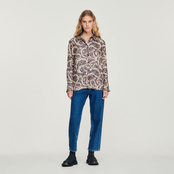 Sandro | Camisa de seda con estampado floral para mujer.