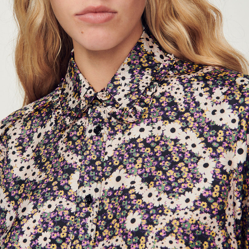 Sandro | Camisa de seda con estampado floral para mujer.