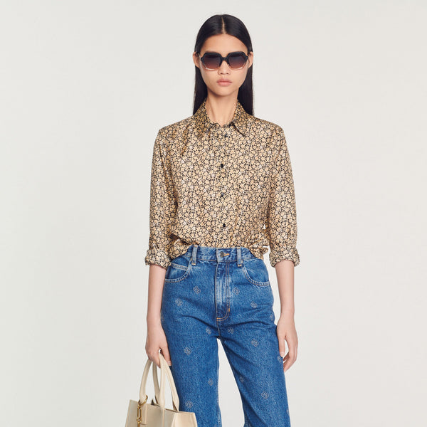 Sandro | Camisa estampada de seda para mujer.