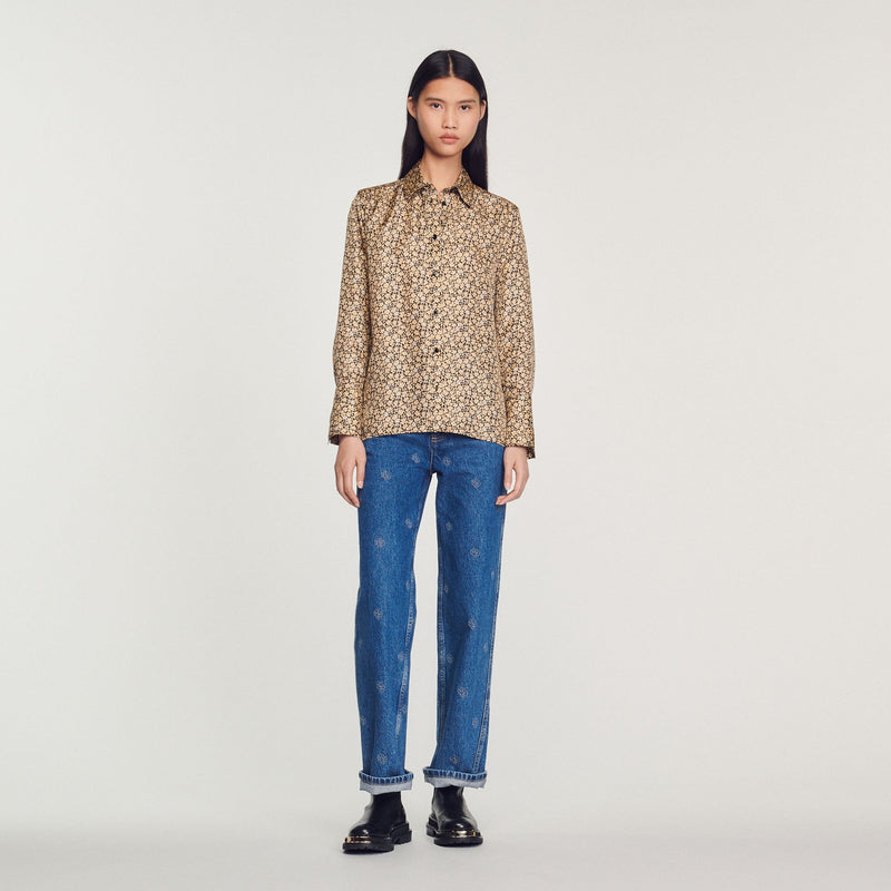 Sandro | Camisa estampada de seda para mujer.