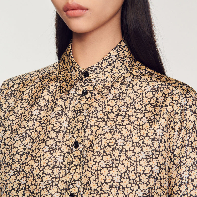Sandro | Camisa estampada de seda para mujer.