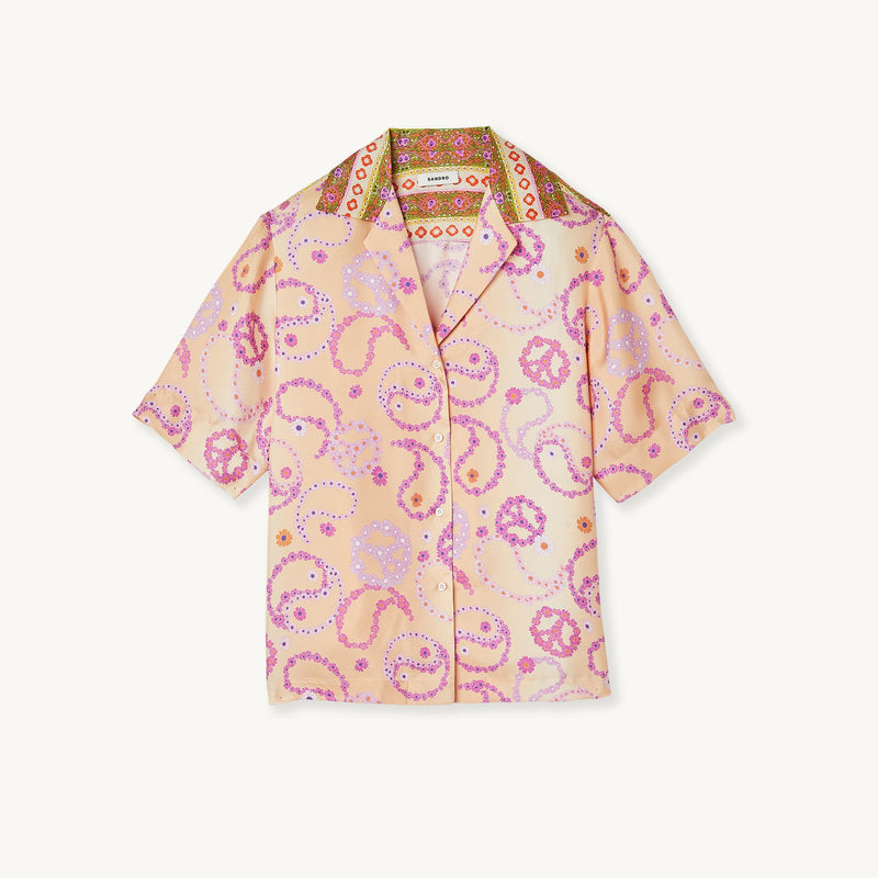 Camisa fluida con estampado Peace&Love