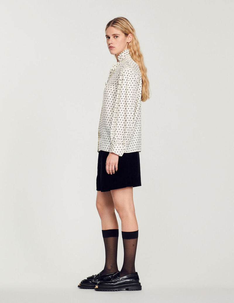 Sandro | Camisa fluida con estampado minilunares para mujer.