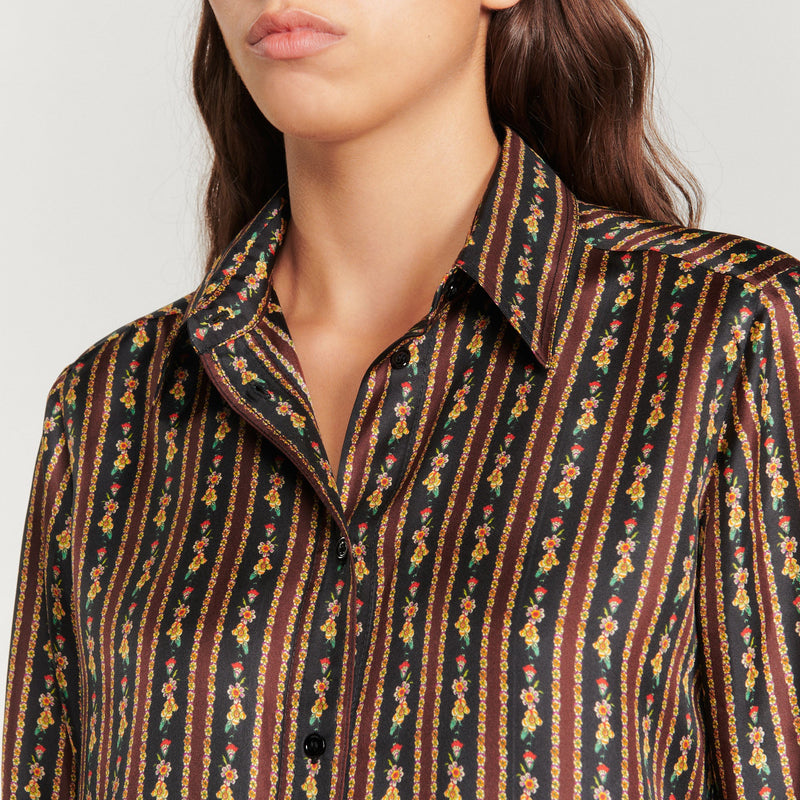 Sandro | Camisa fluida, estampado flores y rayas para mujer.