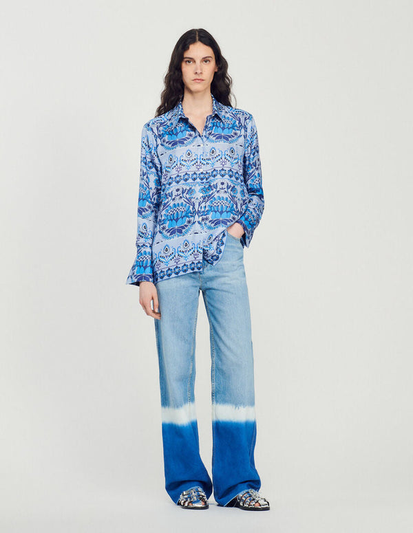 Sandro | Camisa de seda estampada para mujer.