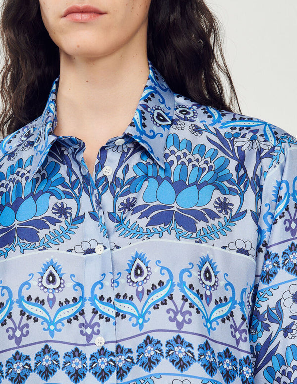 Sandro | Camisa de seda estampada para mujer.