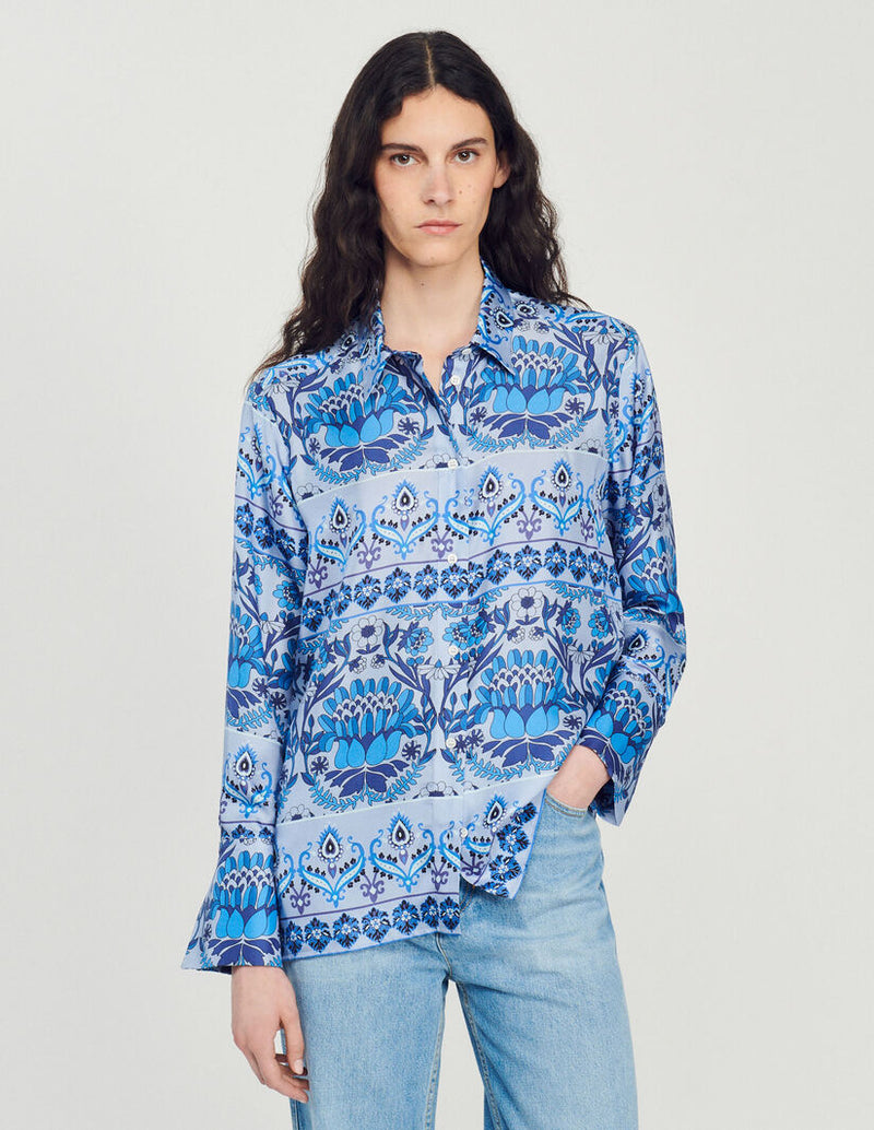 Sandro | Camisa de seda estampada para mujer.