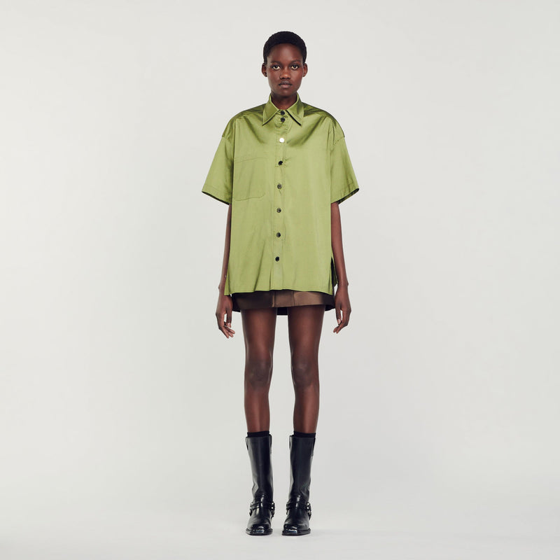 Sandro | Camisa oversize satinada para mujer.