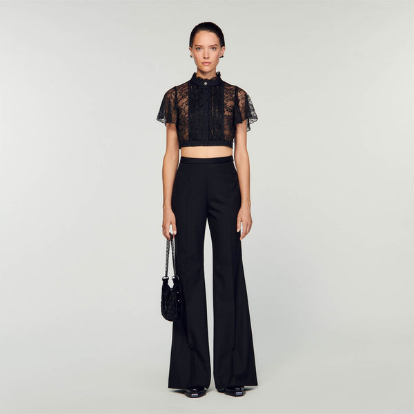 Sandro | Blusa corta de encaje para mujer.
