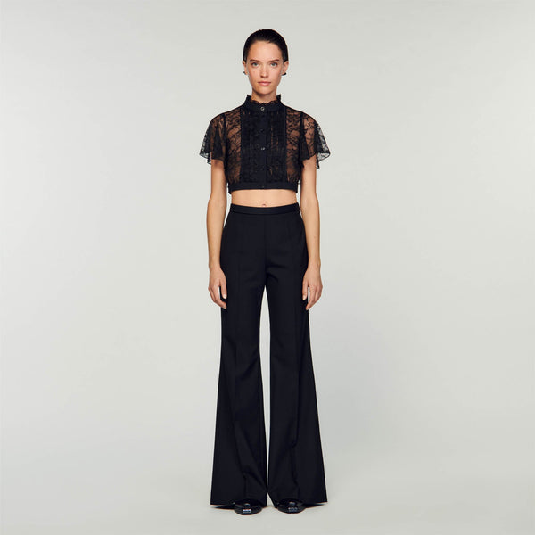 Sandro | Blusa corta de encaje para mujer.