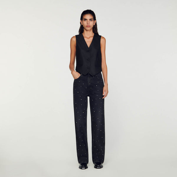 Sandro | Pantalón vaquero con estrás para mujer.