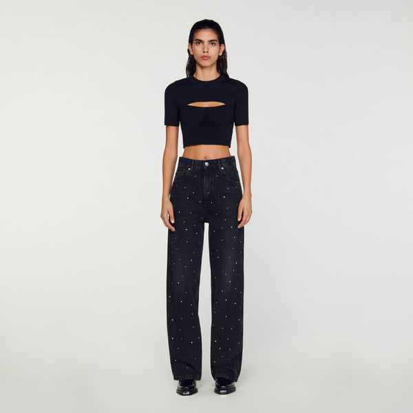 Sandro | Pantalón vaquero con estrás para mujer.