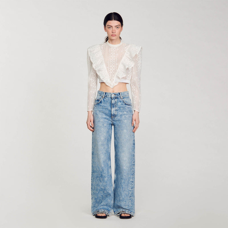 Jean large orné en strass