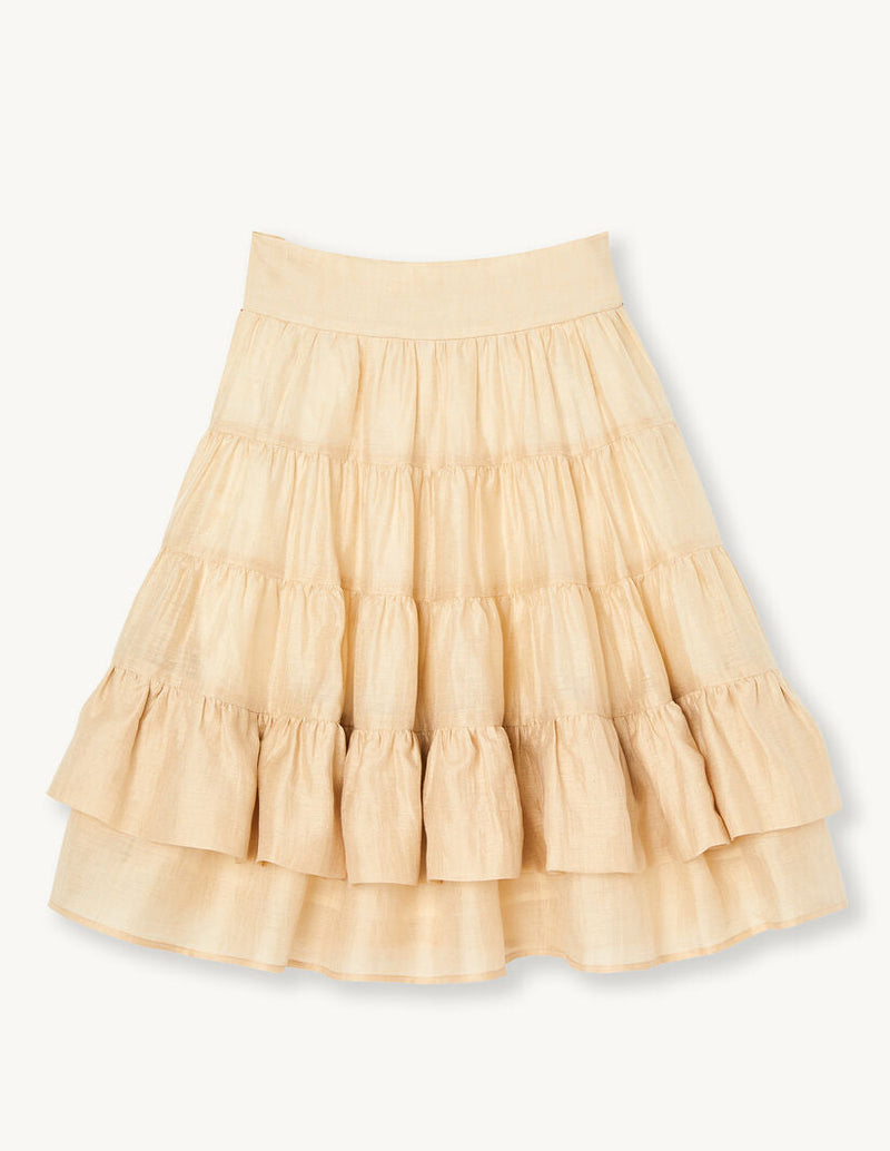 Falda corta con volantes