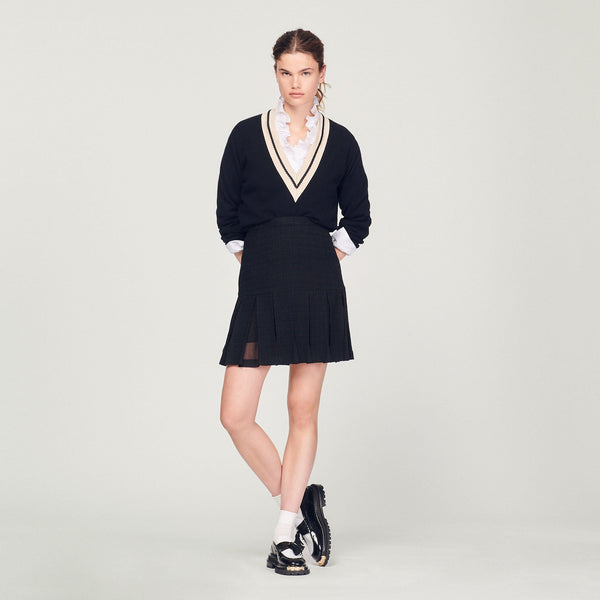 Sandro | Falda de tweed con pliegues para mujer.