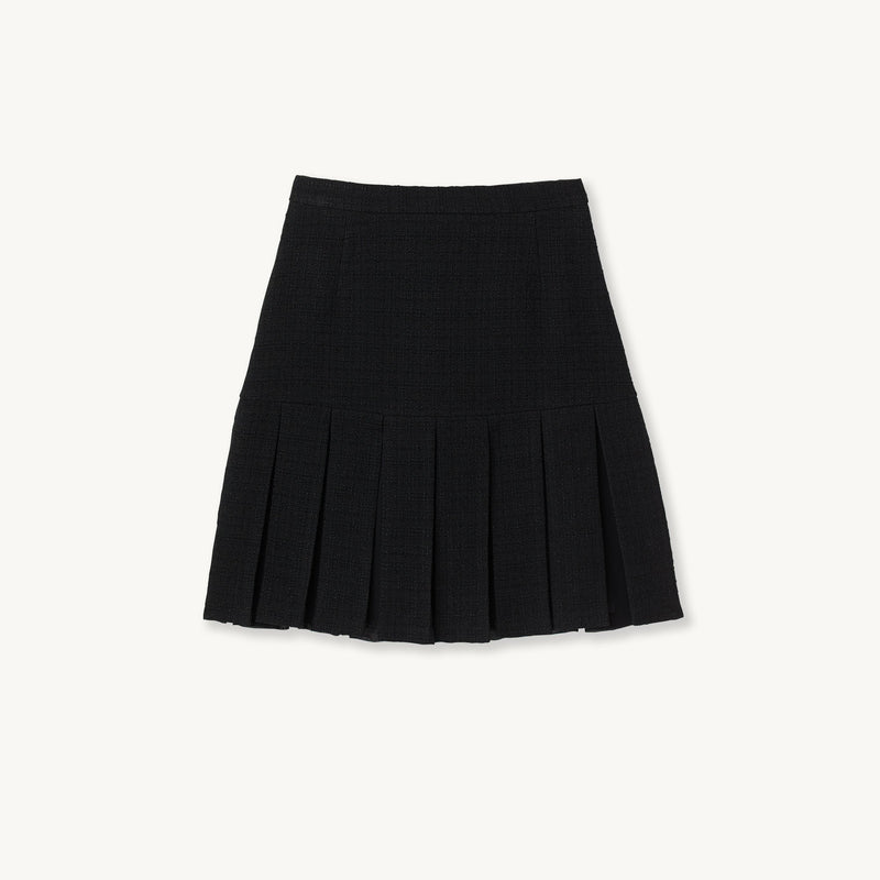 Falda de tweed con pliegues