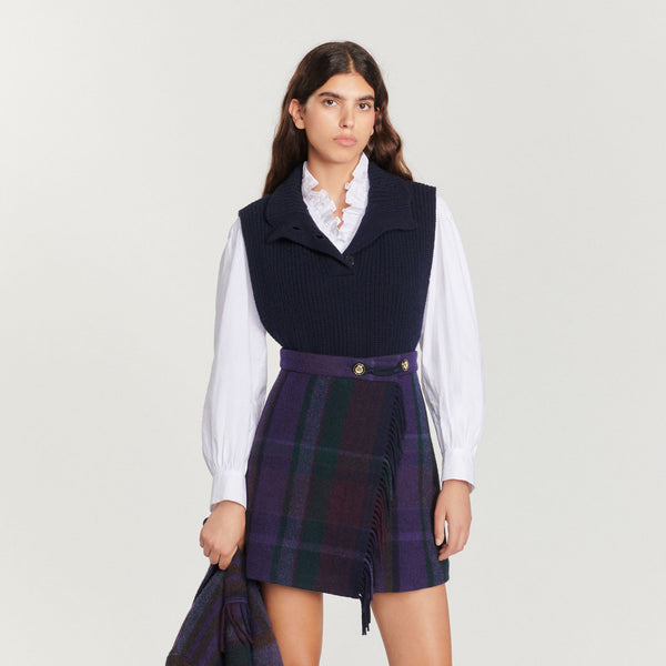 Sandro | Falda corta con flecos para mujer.