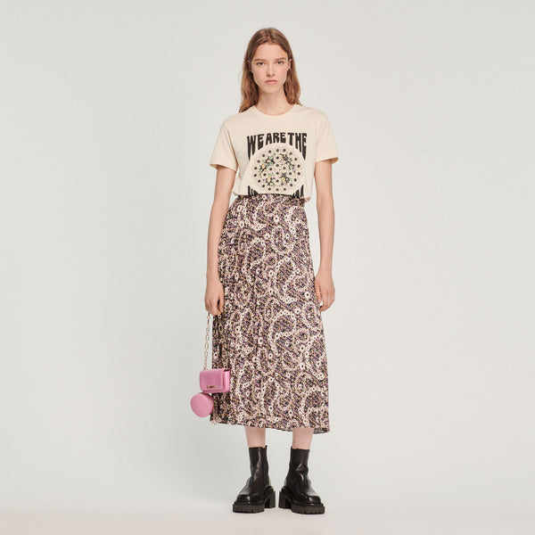 Sandro | Falda midi plisada y estampada para mujer.