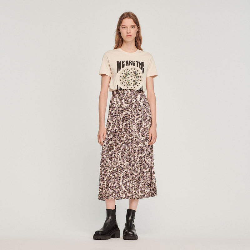 Sandro | Falda midi plisada y estampada para mujer.