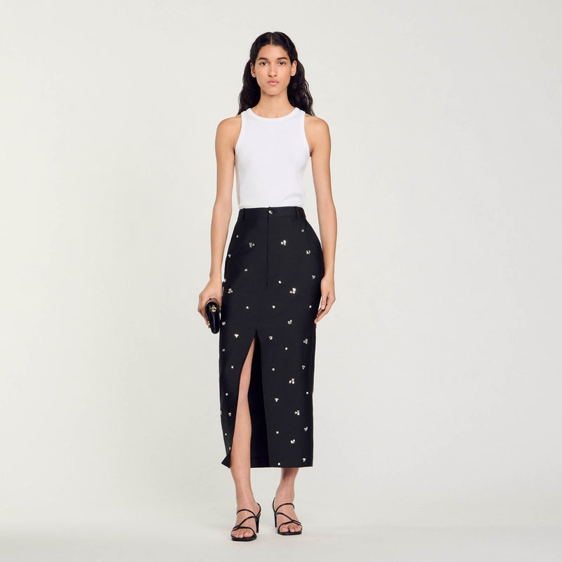 Falda recta con strass