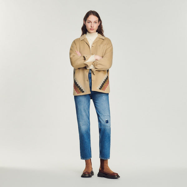 Sandro | Abrigo de lana con bordados para mujer.