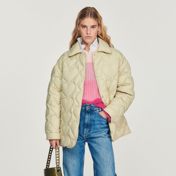 Sandro | Plumífero oversize de corazones para mujer.
