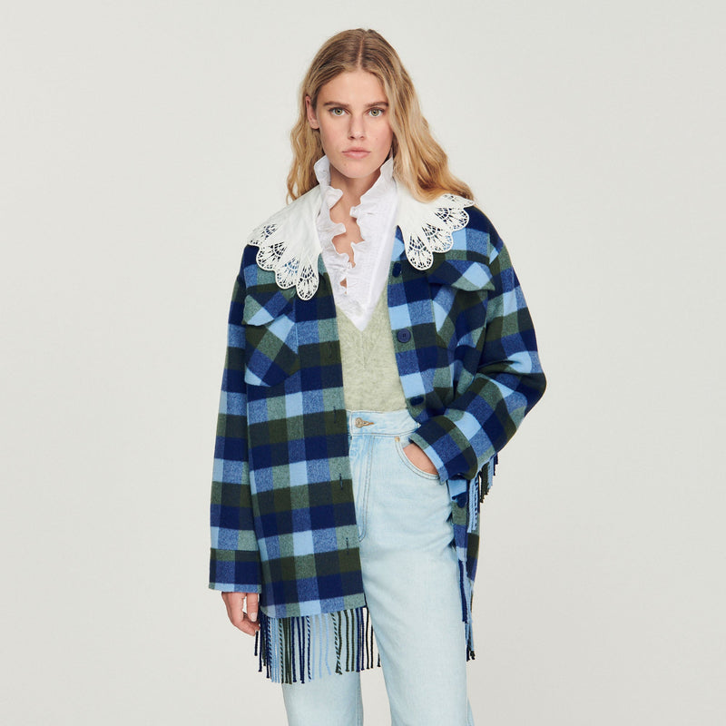 Sandro | Abrigo de cuadros para mujer.