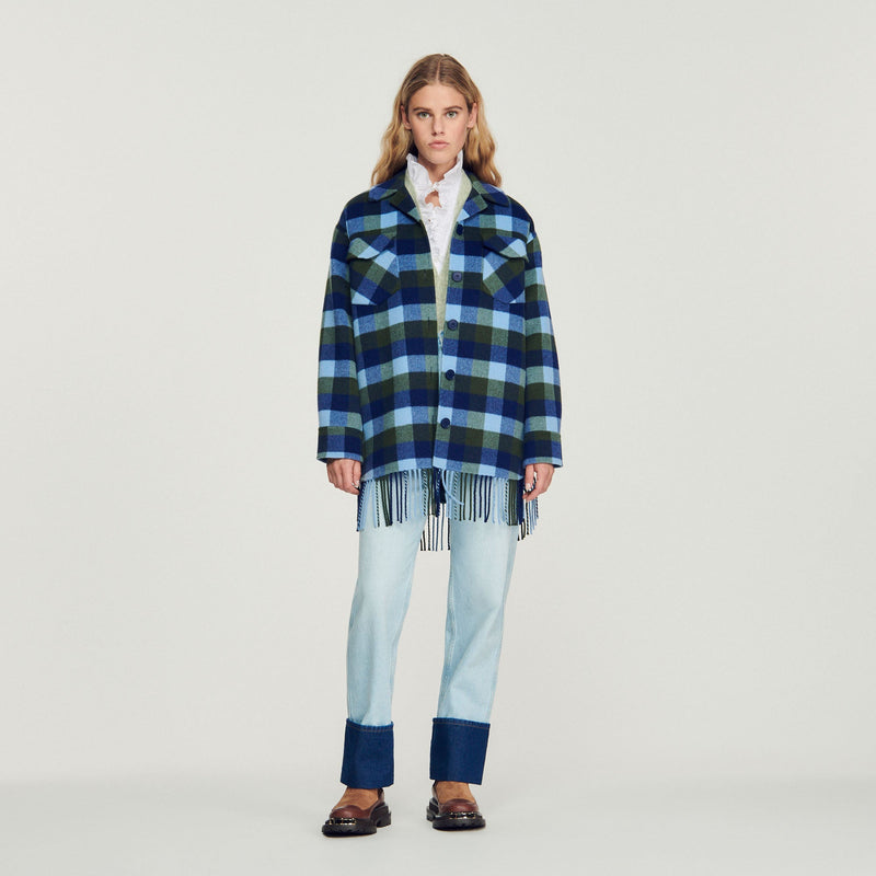Sandro | Abrigo de cuadros para mujer.