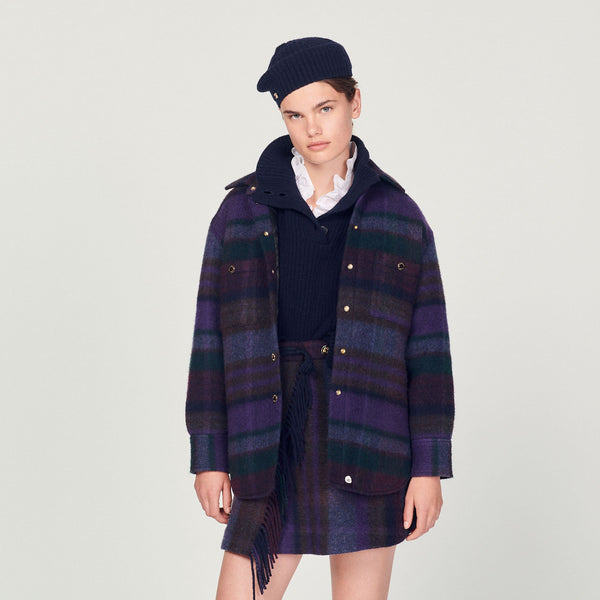 Sandro | Abrigo sobrecamisa de cuadros para mujer.