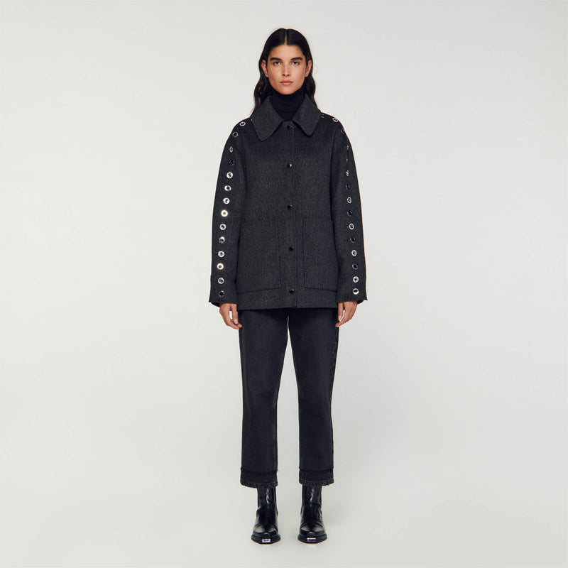 Sandro | Abrigo oversize con ojales para mujer.