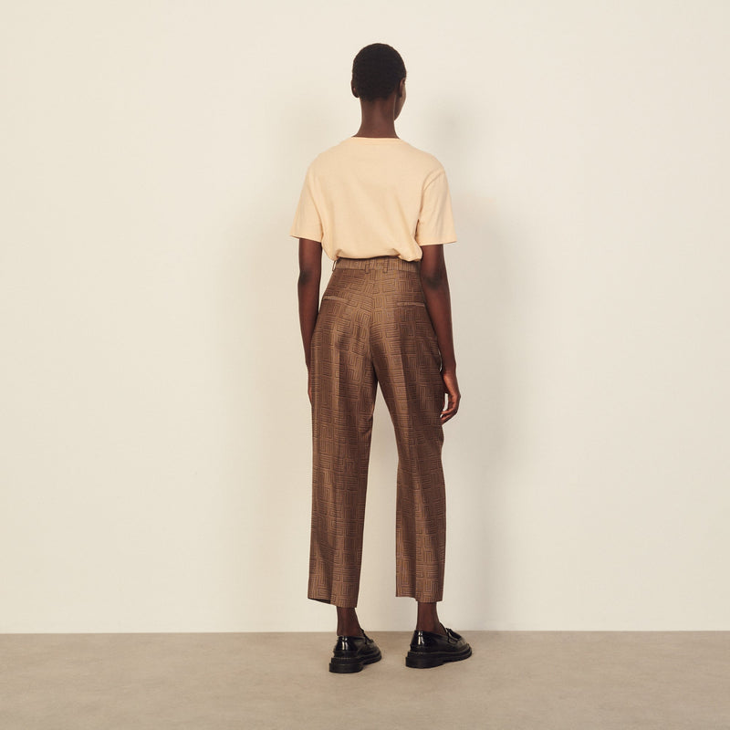 Pantalón de jacquard de talle alto