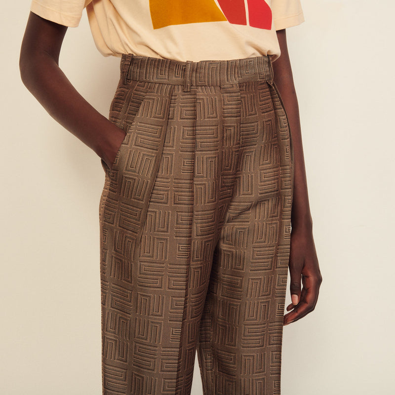 Pantalón de jacquard de talle alto