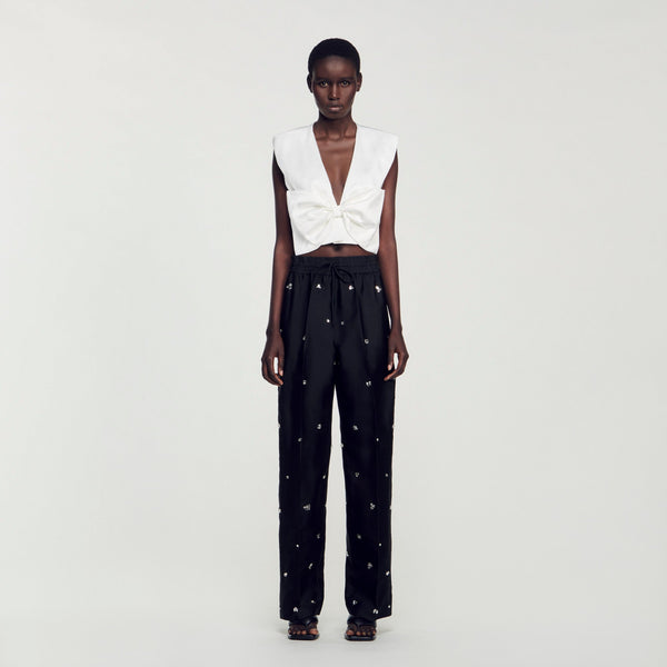 Sandro | Pantalón adornado con strass para mujer.