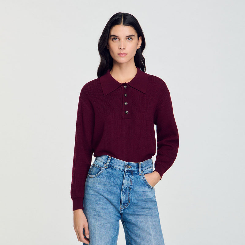 Jersey trenzado con cuello de polo