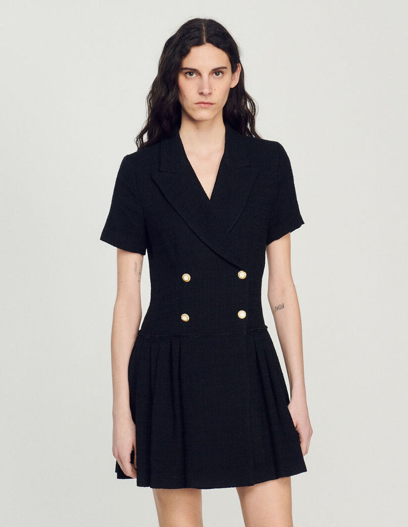 Vestido abrigo corto de tweed