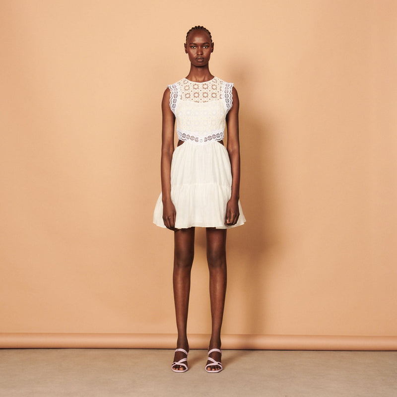 Vestido corto de dos materiales
