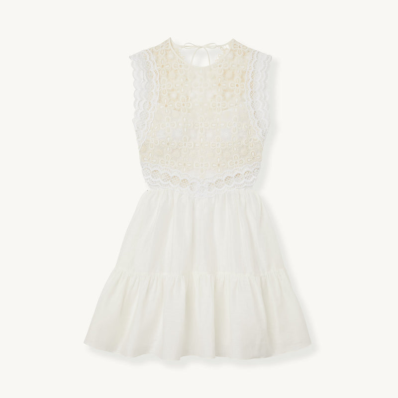 Vestido corto de dos materiales