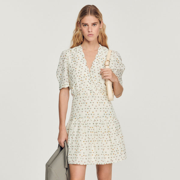 Sandro | Vestido de manga corta, estampado floral para mujer.