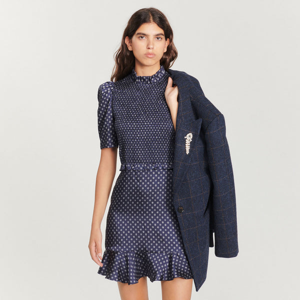 Vestido corto con estampado de lunares