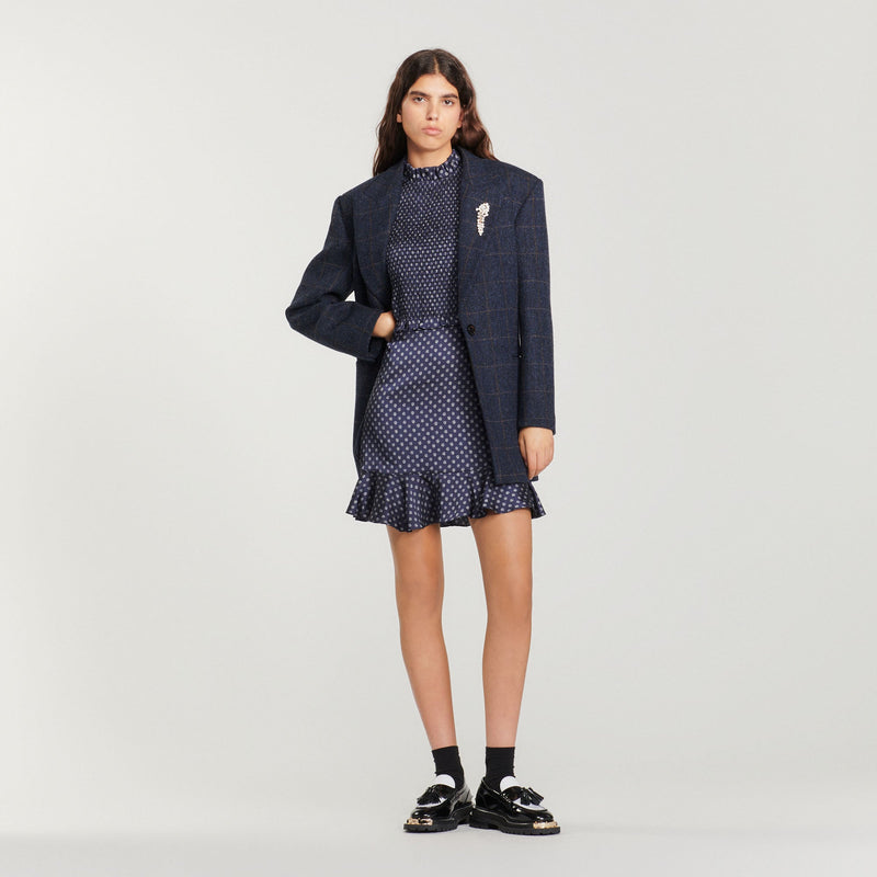 Vestido corto con estampado de lunares