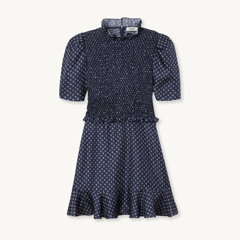 Vestido corto con estampado de lunares