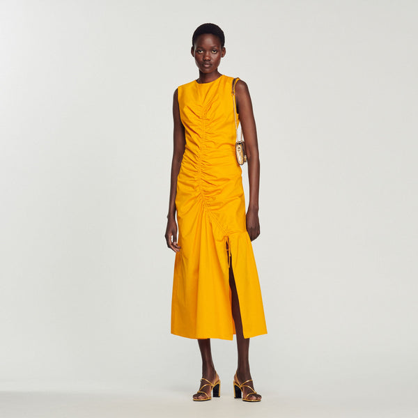 Sandro | Vestido largo fruncido para mujer.