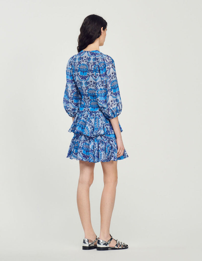 Sandro | Vestido corto con estampado de fular para mujer.