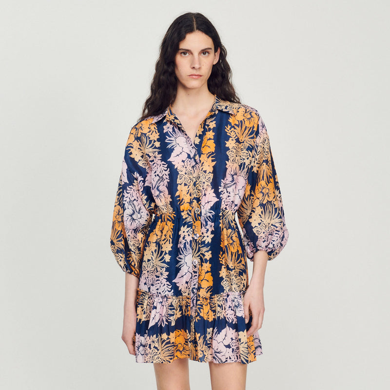 Sandro | Vestido corto con estampado Hawaï para mujer.