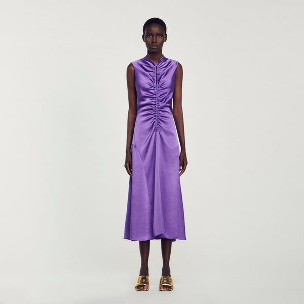 Sandro | Vestido largo satinado para mujer.