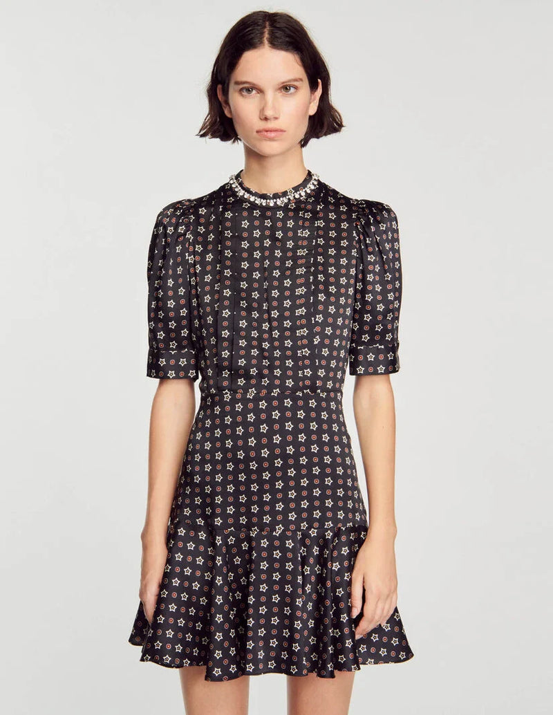 Sandro | Vestido corto con estampado de estrellas para mujer.