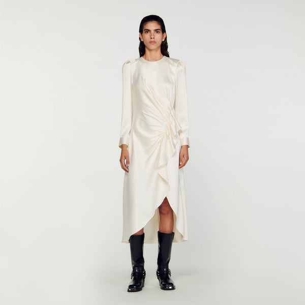 Sandro | Vestido satinado con volantes para mujer.