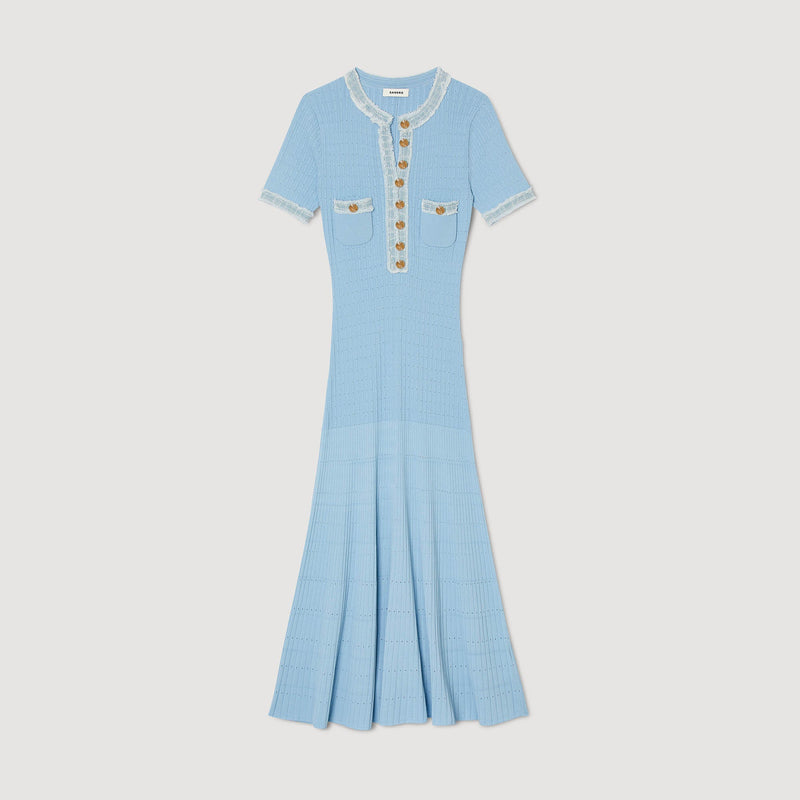 Vestido midi de punto y denim